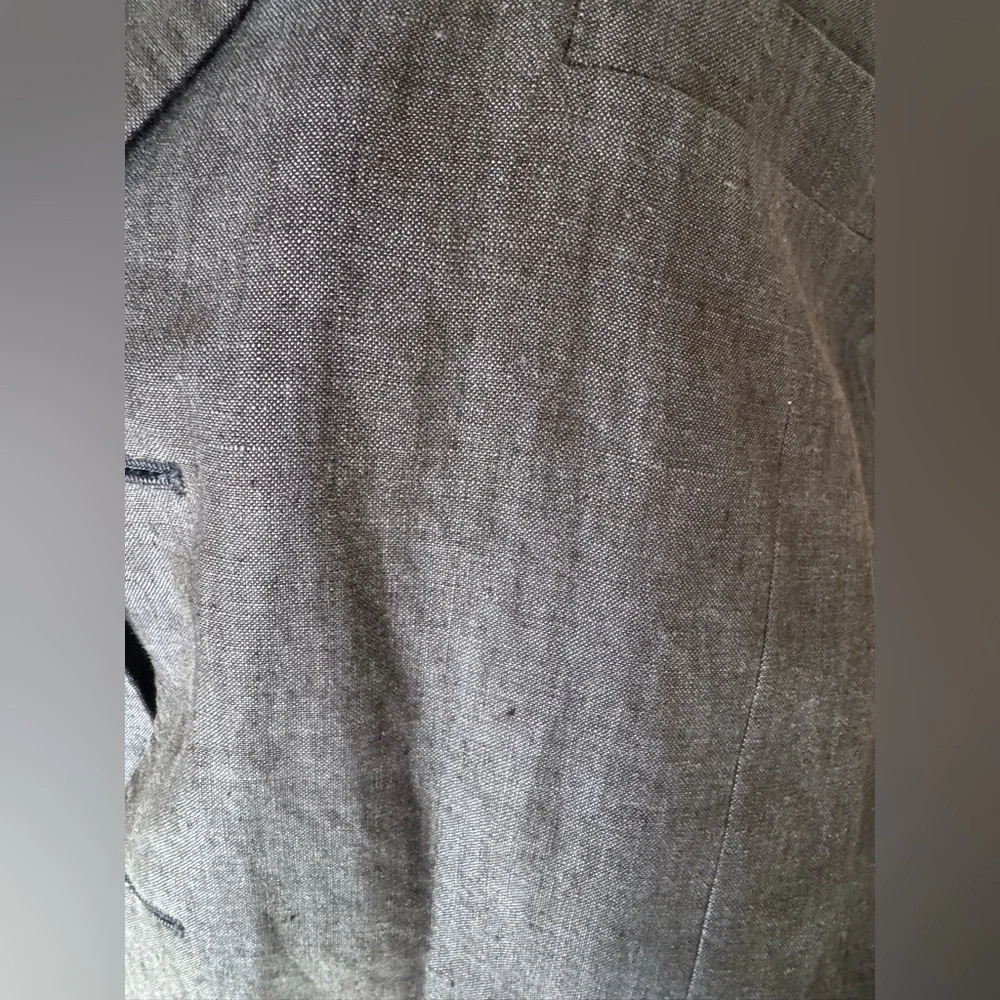 Denim Blue Linen Sport Coat Large Structured Shoulders